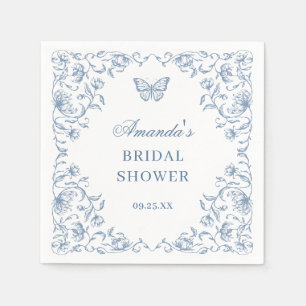 Victorian Ornate Grace Dusty Blue Bridal Shower Napkin