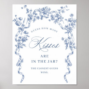 Victorian Ornate Grace Dusty Blue Bridal Shower Poster