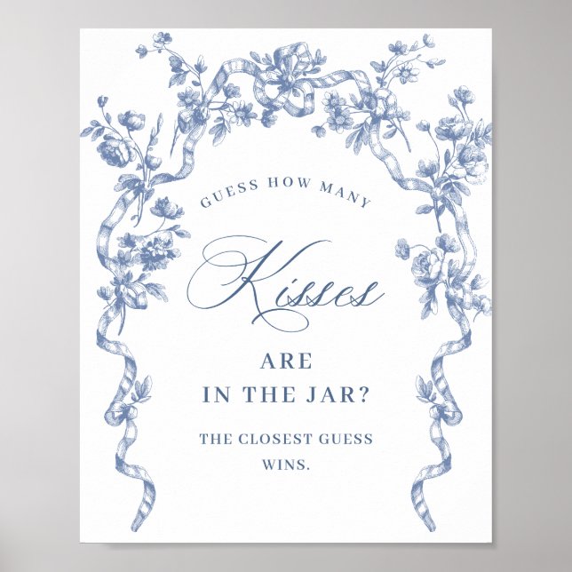 Victorian Ornate Grace Dusty Blue Bridal Shower Poster (Front)