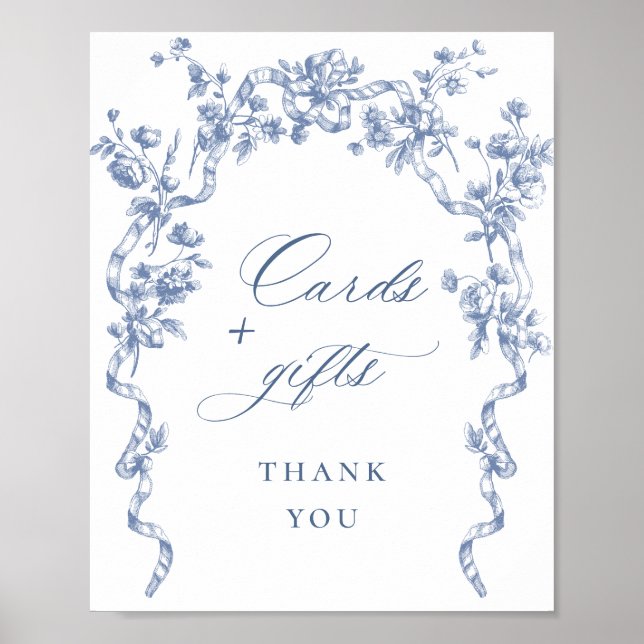 Victorian Ornate Grace Dusty Blue Cards and Gifts Poster (Front)