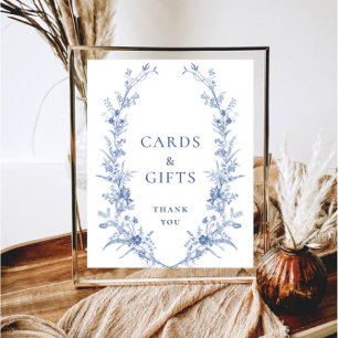 Victorian Ornate Grace Dusty Blue Cards and Gifts Poster
