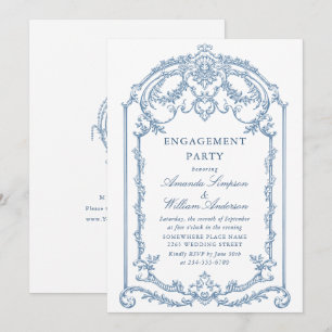 Victorian Ornate Grace Dusty Blue ENGAGEMENT PARTY Invitation
