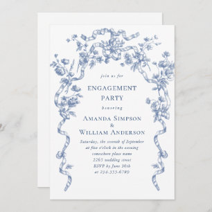 Victorian Ornate Grace Dusty Blue ENGAGEMENT PARTY Invitation