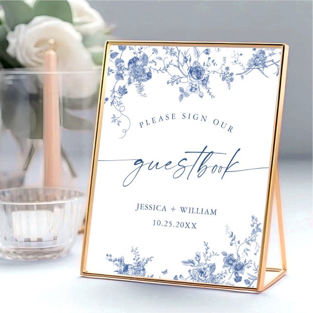 Victorian Ornate Grace Dusty Blue Guestbook Sign (Creator Uploaded)