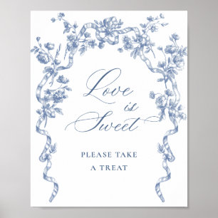 Victorian Ornate Grace Dusty Blue Love is Sweet Poster