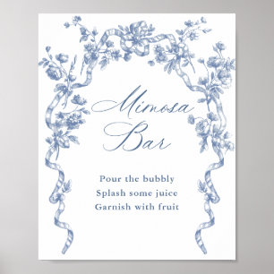 Victorian Ornate Grace Dusty Blue Mimosa Bar Sign