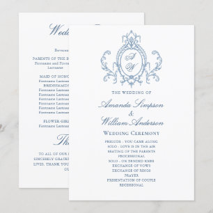 Victorian Ornate Grace Dusty Blue Wedding Ceremony Programme