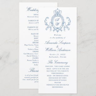 Victorian Ornate Grace Dusty Blue Wedding Ceremony Programme