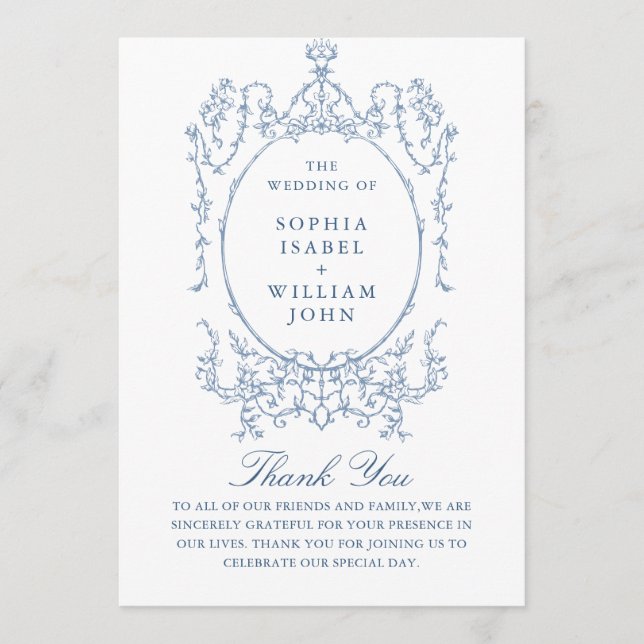 Victorian Ornate Grace Dusty Blue Wedding Ceremony Programme (Front)