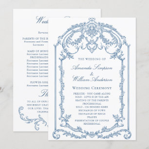 Victorian Ornate Grace Dusty Blue Wedding Ceremony Programme