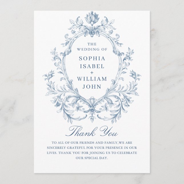 Victorian Ornate Grace Dusty Blue Wedding Ceremony Programme (Front)