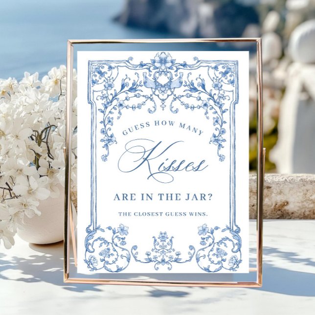 Victorian Ornate Grace Floral Blue Bridal Shower Poster (Creator Uploaded)