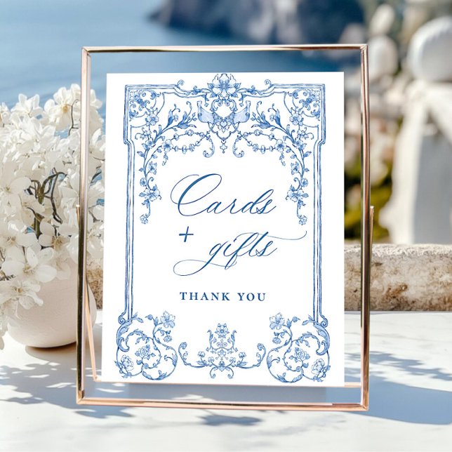Victorian Ornate Grace Floral Blue Cards and Gifts Poster (Creator Uploaded)