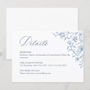 Victorian Ornate Grace Floral Blue Wedding Details Enclosure Card