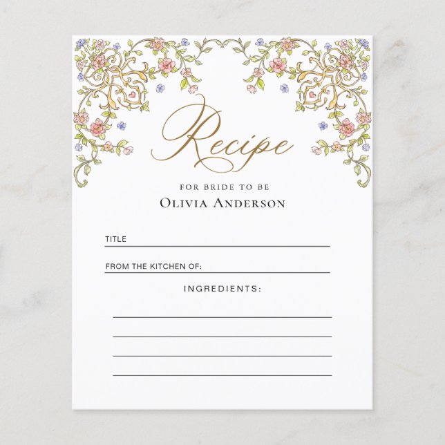 Victorian Ornate Grace Floral Bridal Recipe (Front)