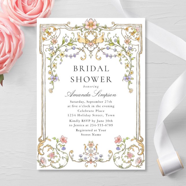Victorian Ornate Grace Floral Bridal Shower Invitation (Creator Uploaded)
