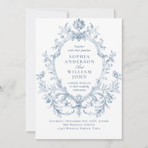 Victorian Ornate Grace Floral Dusty Blue Wedding