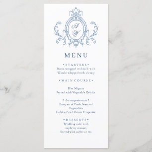 Victorian Ornate Grace Floral Dusty Blue Wedding Menu