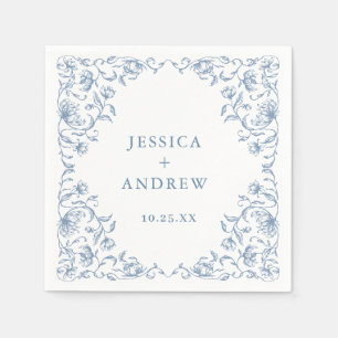 Victorian Ornate Grace Floral Dusty Blue Wedding Napkin