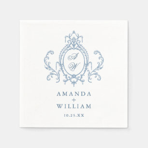 Victorian Ornate Grace Floral Dusty Blue Wedding Napkin