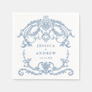 Victorian Ornate Grace Floral Dusty Blue Wedding Napkin