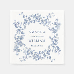 Victorian Ornate Grace Floral Dusty Blue Wedding Napkin