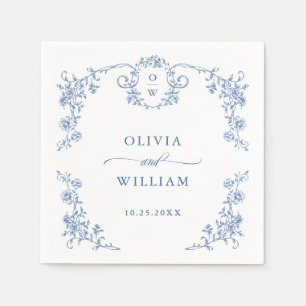 Victorian Ornate Grace Floral Dusty Blue Wedding Napkin