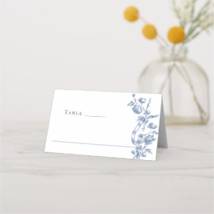 Victorian Ornate Grace Floral Dusty Blue Wedding Place Card