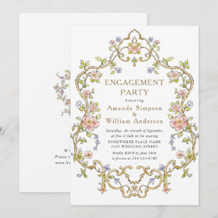 Victorian Ornate Grace Floral ENGAGEMENT PARTY Invitation