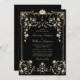 Victorian Ornate Grace Floral Frame Wedding Invitation