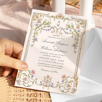 Victorian Ornate Grace Floral Frame Wedding Invitation
