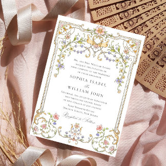 Victorian Ornate Grace Floral Frame Wedding Invitation