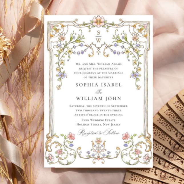 Victorian Ornate Grace Floral Frame Wedding Invitation (Creator Uploaded)