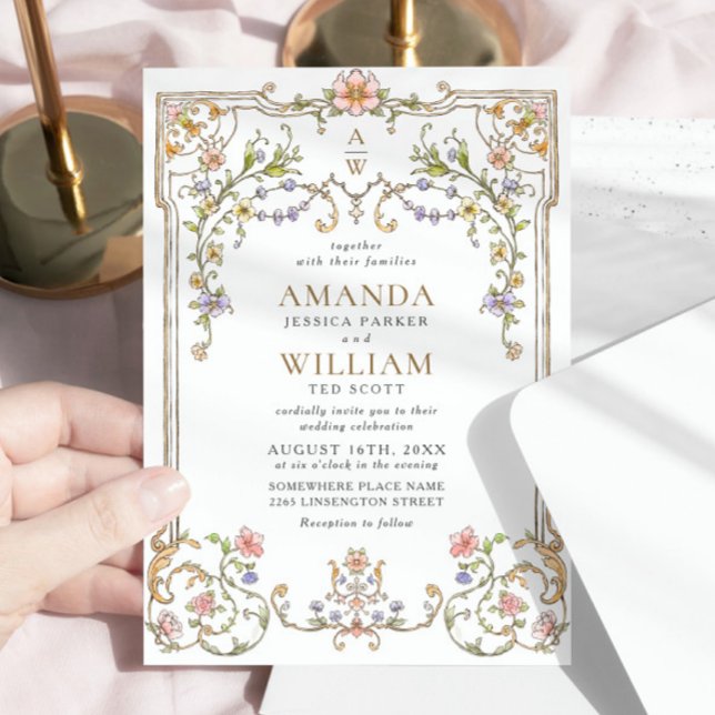 Victorian Ornate Grace Floral Frame Wedding Invitation (Creator Uploaded)