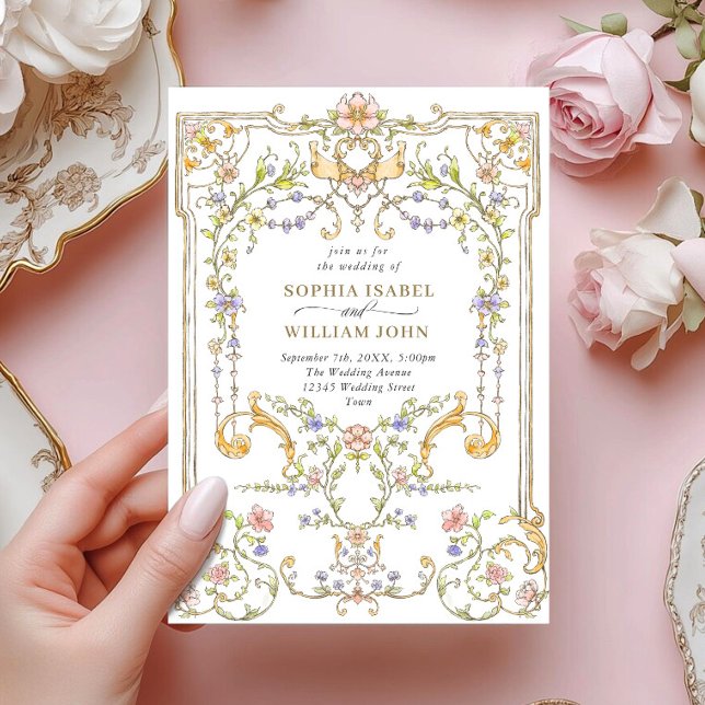 Victorian Ornate Grace Floral Frame Wedding Invitation (Creator Uploaded)