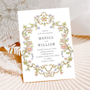 Victorian Ornate Grace Floral Frame Wedding Invitation