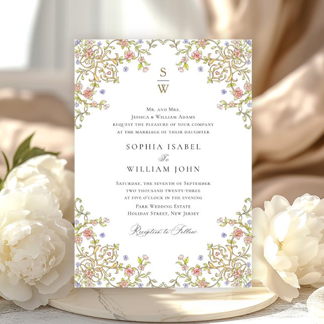 Victorian Ornate Grace Floral Frame Wedding Invitation (Creator Uploaded)