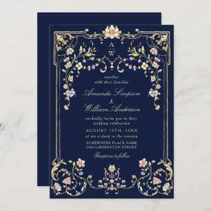 Victorian Ornate Grace Floral Frame Wedding Invitation