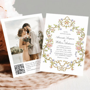 Victorian Ornate Grace Floral Frame Wedding Photo Invitation