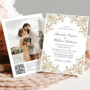 Victorian Ornate Grace Floral Frame Wedding Photo Invitation