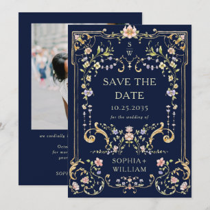 Victorian Ornate Grace Floral Frame Wedding Photo Save The Date