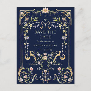 Victorian Ornate Grace Floral Frame Wedding Postcard