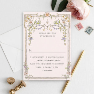 Victorian Ornate Grace Floral Frame Wedding RSVP Card