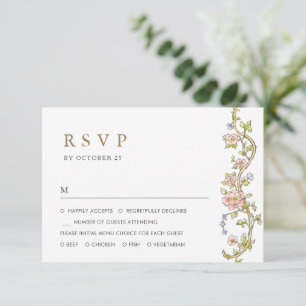 Victorian Ornate Grace Floral Frame Wedding RSVP Card
