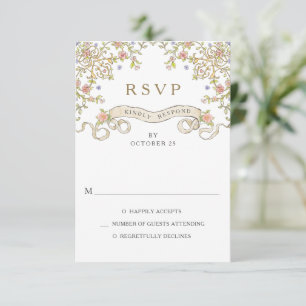 Victorian Ornate Grace Floral Frame Wedding RSVP Card