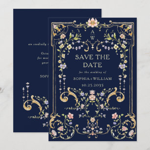 Victorian Ornate Grace Floral Frame Wedding Save The Date