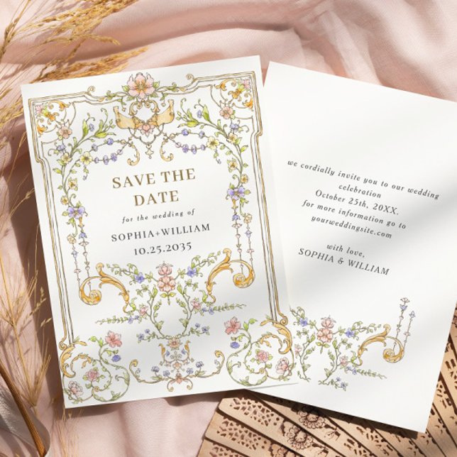 Victorian Ornate Grace Floral Frame Wedding Save The Date (Creator Uploaded)