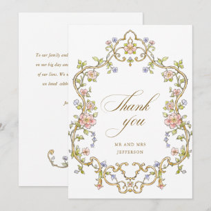 Victorian Ornate Grace Floral Frame Wedding Thank You Card