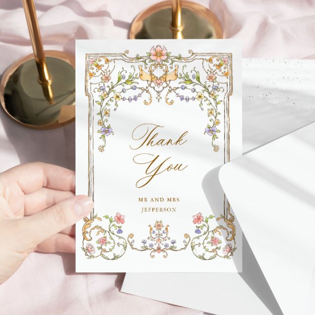 Victorian Ornate Grace Floral Frame Wedding Thank You Card (Creator Uploaded)