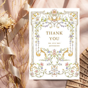Victorian Ornate Grace Floral Frame Wedding Thank You Card